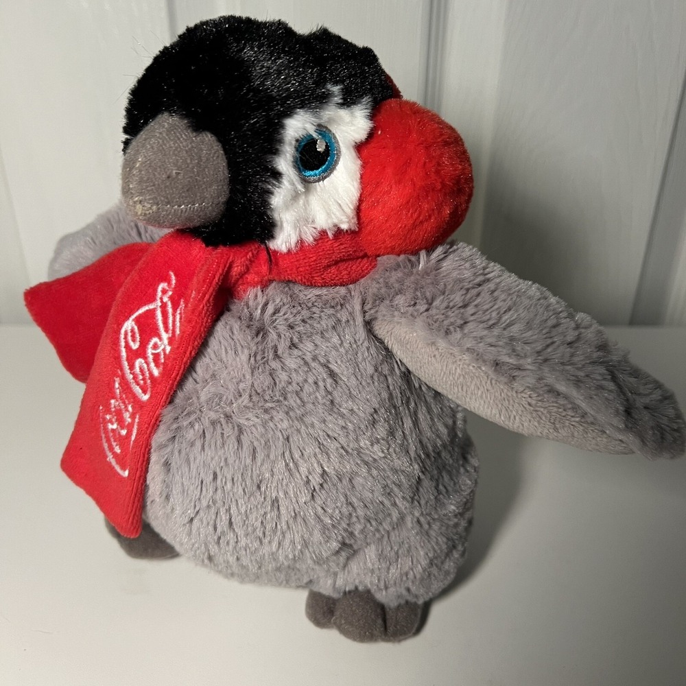 Coca Cola Baby Penguin Plush Christmas Coke ear‎ muffs & scarf gray red